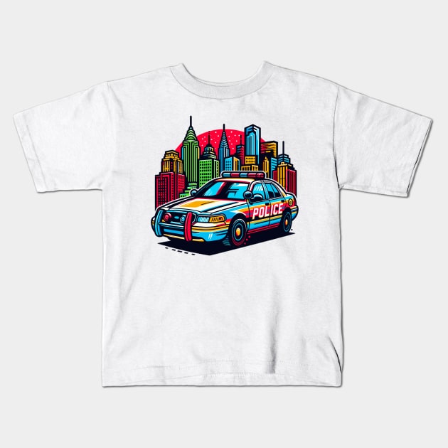 Police car Kids T-Shirt by Vehicles-Art